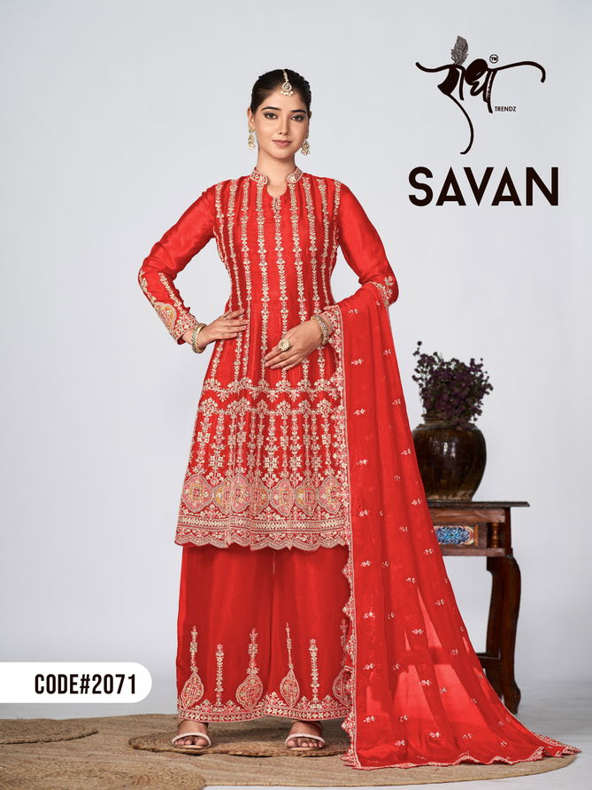 Savan By Radha Trendz Heavy Embroidery Chinon Readymade Suits Wholesale Price In Surat